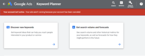 Google Keyword Planner user interface