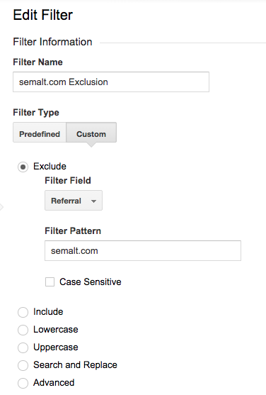 Creating a custom filter in Analytics