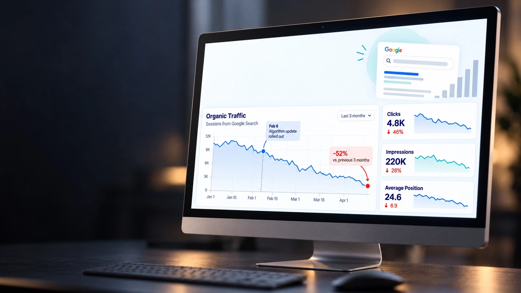 Checklist for investigating a drop in Google organic traffic